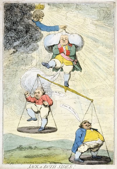 Jack a Both Sides, William Humphreyn vuonna 1783 julkaisema (käsinvärinen etsaus) tekijältä James Gillray