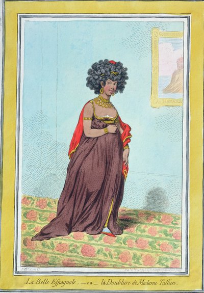La Belle Espagnole tai La Doublure de Madame Tallien (1773-1835), julkaissut Hannah Humphrey vuonna 1796 (käsinvärinen etsaus) tekijältä James Gillray
