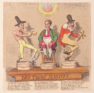Les Trois Magots, pub. 1791 (käsinvärinen kaiverrus) tekijältä James Gillray