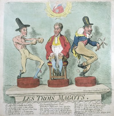 Les Trois Magots, Hannah Humphreyn vuonna 1791 julkaisema (käsinvärinen etsaus) tekijältä James Gillray