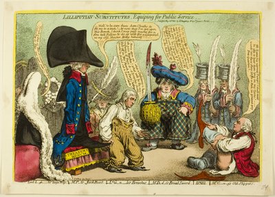 Lilliputin sijaiset, varustautuminen julkiseen palveluun tekijältä James Gillray