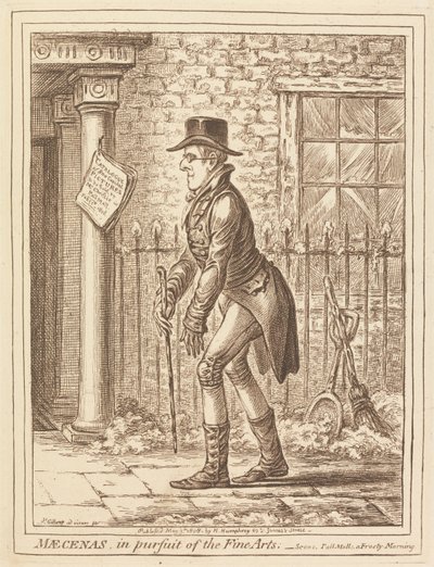 Maecenas, kuvataiteiden edistäjä tekijältä James Gillray