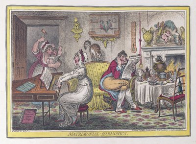 Avioliiton harmonikka, pub. 1805 (käsinvärjätyt kaiverrukset) tekijältä James Gillray