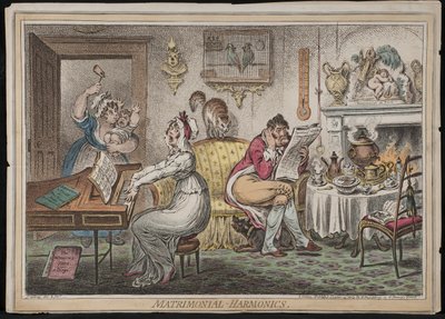 Matrimonial Harmonics, julkaisija Hannah Humphrey, 1805 (käsinvärinen etsaus) tekijältä James Gillray