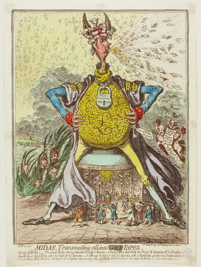 Midas, joka muuttaa kaiken paperiksi. tekijältä James Gillray