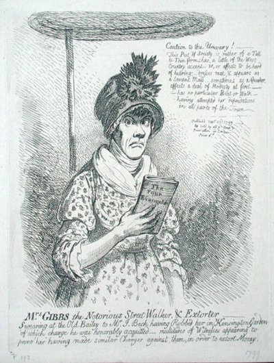Rouva Gibbs, pahamaineinen Street Walker & Extorter tekijältä James Gillray