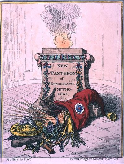 New Pantheon of Democratic Mythology, julkaissut Hannah Humphrey vuonna 1799 (käsinvärinen etsaus) tekijältä James Gillray