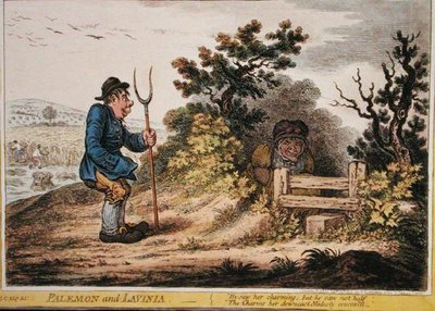Palemon ja Lavinia, julkaissut Hannah Humphrey vuonna 1805 (käsinvärinen etsaus) tekijältä James Gillray