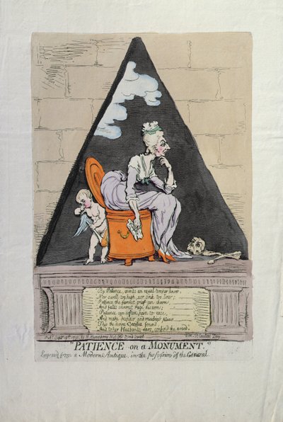Patience on a Monument, julkaissut Hannah Humphrey vuonna 1791 (käsinvärinen etsaus) tekijältä James Gillray