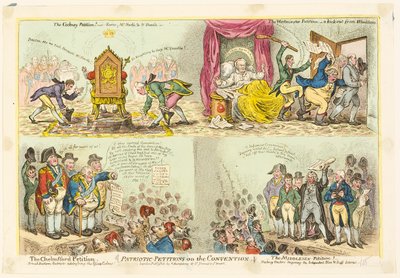 Isänmaalliset vetoomukset valmistelukunnasta tekijältä James Gillray