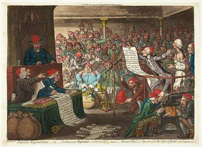 Isänmaallinen uudistaminen, eli - Parlamentin uudistaminen, a la Françoise.... tekijältä James Gillray