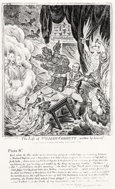 Huonekalut ja erilaiset esineet 1100- ja 1300-luvuilta tekijältä James Gillray