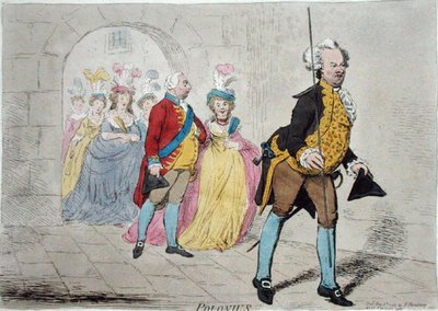 Polonius, Hannah Humphreyn vuonna 1795 julkaisema (käsinvärinen etsaus) tekijältä James Gillray
