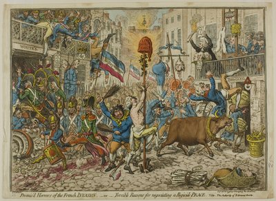 Ranskan hyökkäyksen luvatut kauhut tekijältä James Gillray