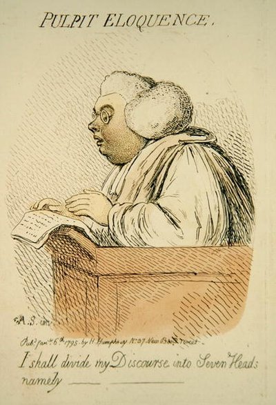Pulpit Eloquence, julkaissut Hannah Humphrey vuonna 1795 (käsinvärinen kaiverrus) (yksityiskohta 191281) tekijältä James Gillray