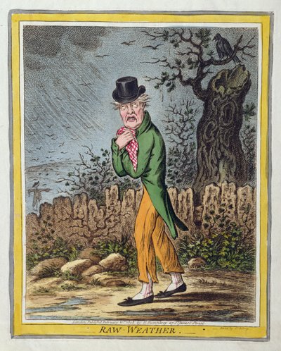 Raw Weather, julkaissut Hannah Humphrey vuonna 1808 (käsinvärinen etsaus) tekijältä James Gillray