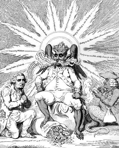 Saatana kaikessa loistossaan..., 1792. tekijältä James Gillray
