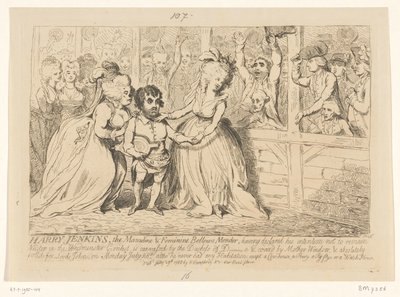 Sarjakuva Englannin sisäpolitiikasta, 1788 Harry Jenkins, The Maskuline & Feminine Bellow Mender tekijältä James Gillray