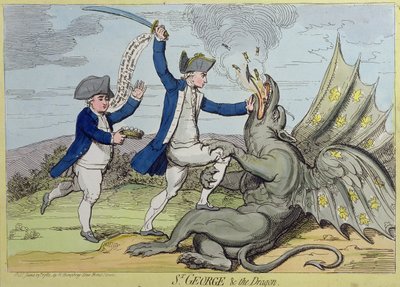 St. George and the Dragon, julkaissut Hannah Humphrey vuonna 1782 (käsinvärinen etsaus) tekijältä James Gillray