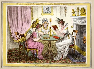 Tales of Wonder, pubi. H. Humphrey, Lontoo, 1802 (käsinvärinen etsaus) tekijältä James Gillray