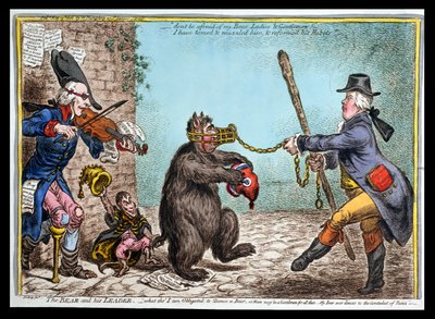 The Bear and his Leader, julkaissut Hannah Humphrey vuonna 1806 (käsinvärinen etsaus) tekijältä James Gillray