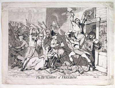 Vapauden teurastajat, Hannah Humphreyn julkaisema 1788 (etsaus). tekijältä James Gillray