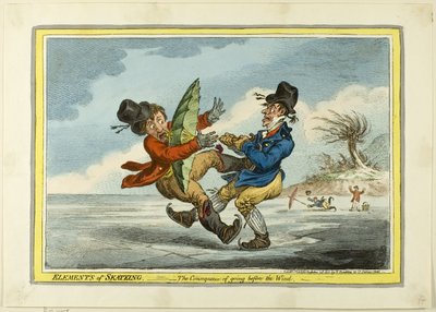 Luistelun elementit: Seuraus siitä, että mennään tuulen edellä. tekijältä James Gillray