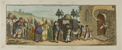 Broad-Bottomin hautajaiskulkue tekijältä James Gillray