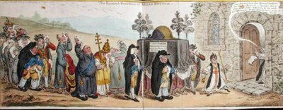 The Funeral Procession of Broad-Bottom, julkaisija Hannah Humphrey vuonna 1807 (käsinvärinen etsaus) tekijältä James Gillray