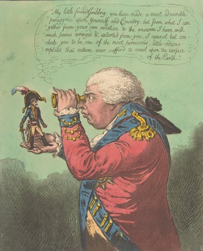 Brobdingnagin ja Gulliverin kuningas.-Video. Swiftin Gulliver: Matka Brobdingnagiin..., 26. kesäkuuta 1803. tekijältä James Gillray