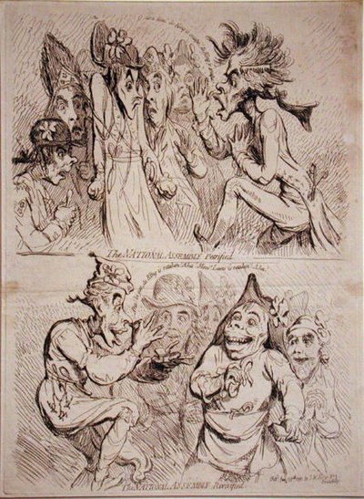 National Assembly petrified ja The National Assembly Revivified, julkaisija S.W. Fores vuonna 1791 (etsaus) tekijältä James Gillray