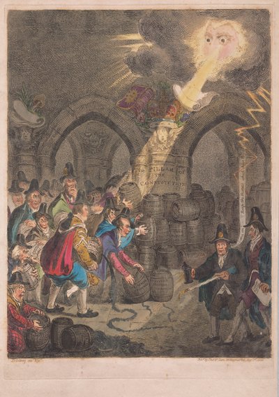 Perustuslain pilari, pub. 1835 (käsinvärinen kaiverrus) tekijältä James Gillray