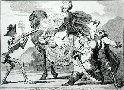 The Political Banditti Assailing the Saviour of India, julkaissut W. Holland vuonna 1786 (etsaus) tekijältä James Gillray