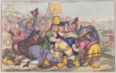 Vastaanotto Hollannissa, julkaissut Hannah Humphrey vuonna 1799 (käsinvärinen etsaus) tekijältä James Gillray