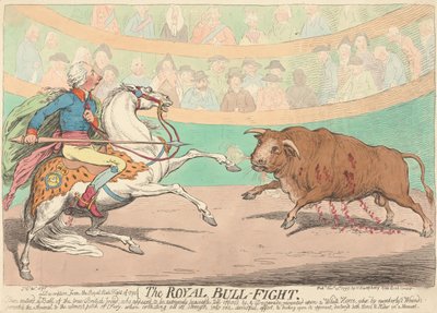 Kuninkaallinen härkätaistelu tekijältä James Gillray
