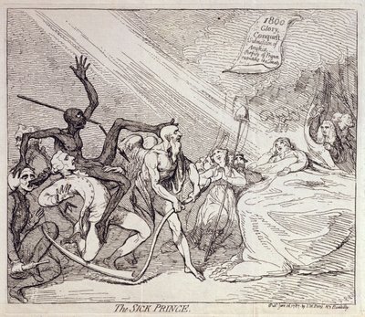 Sairas prinssi, julkaisija S.W. Fores vuonna 1787 (etsaus) tekijältä James Gillray
