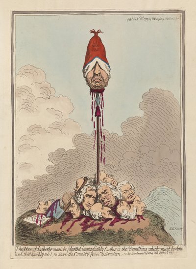 Vapauden puu on istutettava välittömästi, julkaistu 1797 (käsinvärinen kaiverrus) tekijältä James Gillray