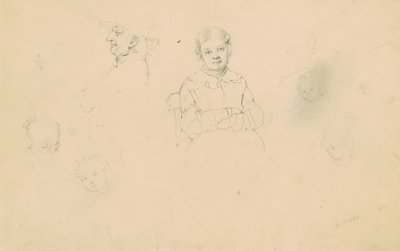 Hahmotutkimuksia, n.1836-43 (grafiitti vellapaperille) tekijältä James Goodwin Clonney