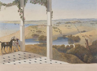Holland Estate, St. Thomas idässä, Näkymä Ilmanvaihtotalosta tekijältä James Hakewill