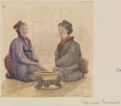 Japanilaisia "moosmeja", noin 1868 (akvarelli). tekijältä James Henry Butt