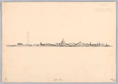 Washington Skyline, Design for Washington Board of Trade Dinner, 13. toukokuuta 1908 tekijältä James Henry Moser
