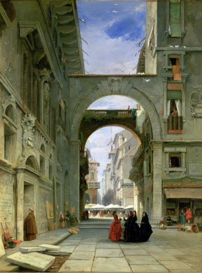 Piazza dei Signori Veronassa ja kauppapaikka, 1844 tekijältä James Holland