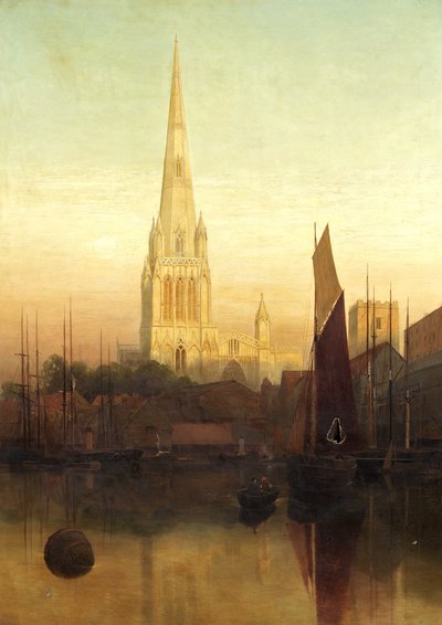 St Mary Redcliffe, Bristol, mahdollisesti 1886 (öljy kankaalle) tekijältä James Jackson Curnock