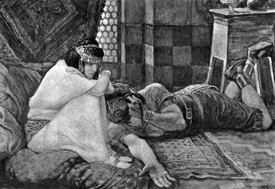 Simson paljastaa salaisuutensa Delilalle - Raamattu tekijältä James Jacques Joseph (after) Tissot