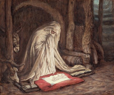 Herramme Jeesuksen Kristuksen syntymä, kuvitus teokselle The Life of Christ, n. 1886-1894 (guassi pahville) tekijältä James Jacques Joseph Tissot