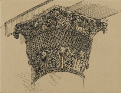Pääkaupunki El-Aksan moskeijasta, kuva Herramme Jeesuksen Kristuksen elämästä, 1886-94 (kynä ja muste paperille kiinnitettynä aluksella) tekijältä James Jacques Joseph Tissot