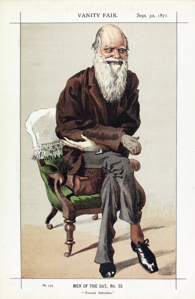 Charles Darwin, Men of the Day, nro 33, Luonnollinen valinta, Vanity Fair, pub. 1871 tekijältä James Jacques Joseph Tissot