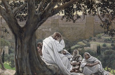 Kristus ennustaa temppelin tuhoa, kuvitus teoksesta The Life of Christ, n. 1886-1894 (wc ja guassi pahville) tekijältä James Jacques Joseph Tissot