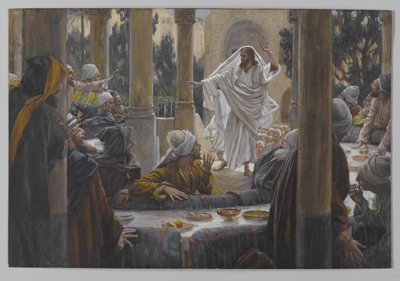 Kirouksia fariseuksia vastaan, esimerkki teoksesta Herramme Jeesuksen Kristuksen elämä, 1886-96 (wc grafiitin päällä paperilla) tekijältä James Jacques Joseph Tissot