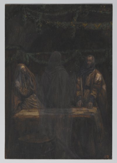 Hän katosi heidän silmistään, kuva Herramme Jeesuksen Kristuksen elämästä, 1886-94 (wc grafiitin päällä paperilla) tekijältä James Jacques Joseph Tissot